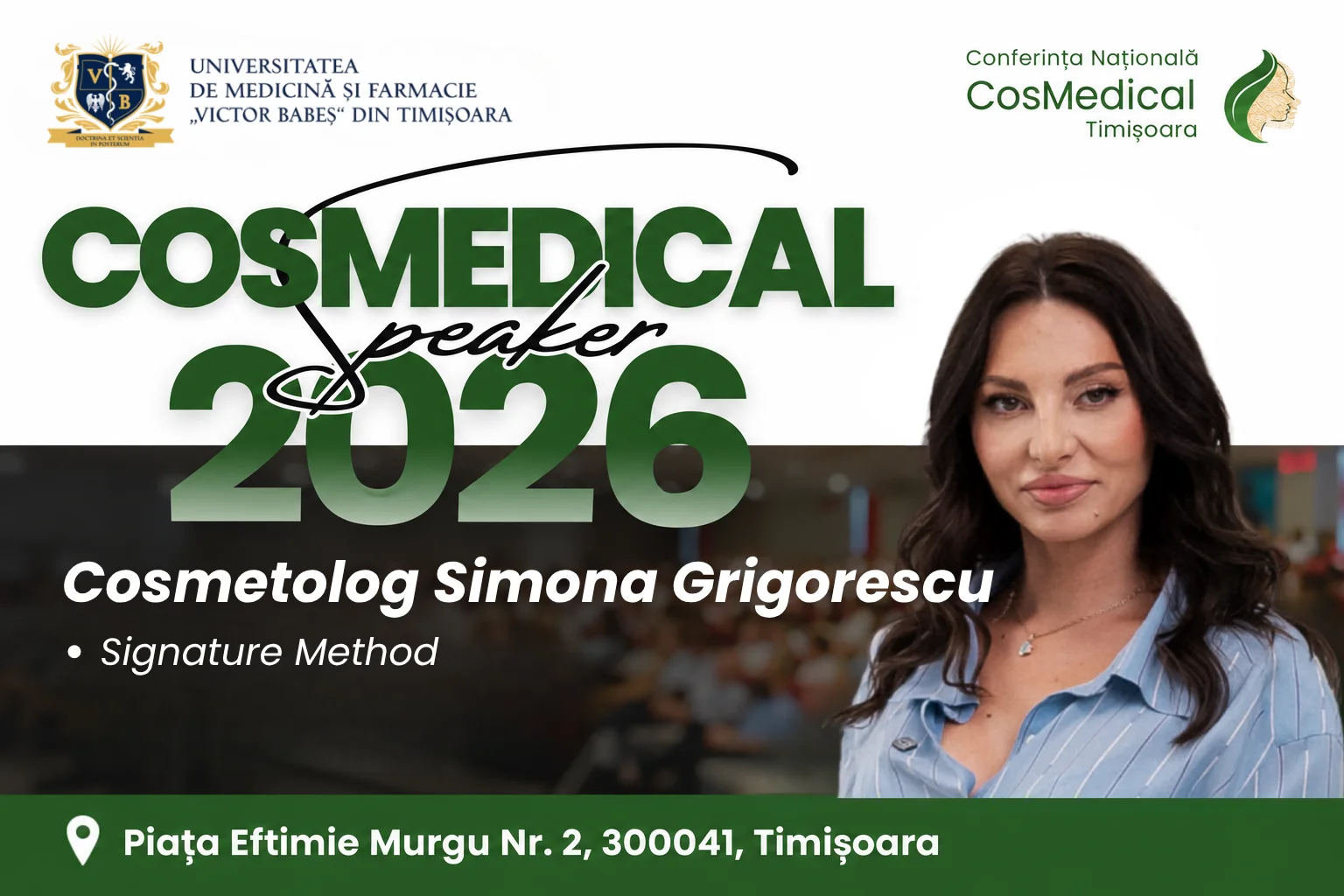 Cosmetolog Simona Grigorescu la CosMedical Timișoara 2026