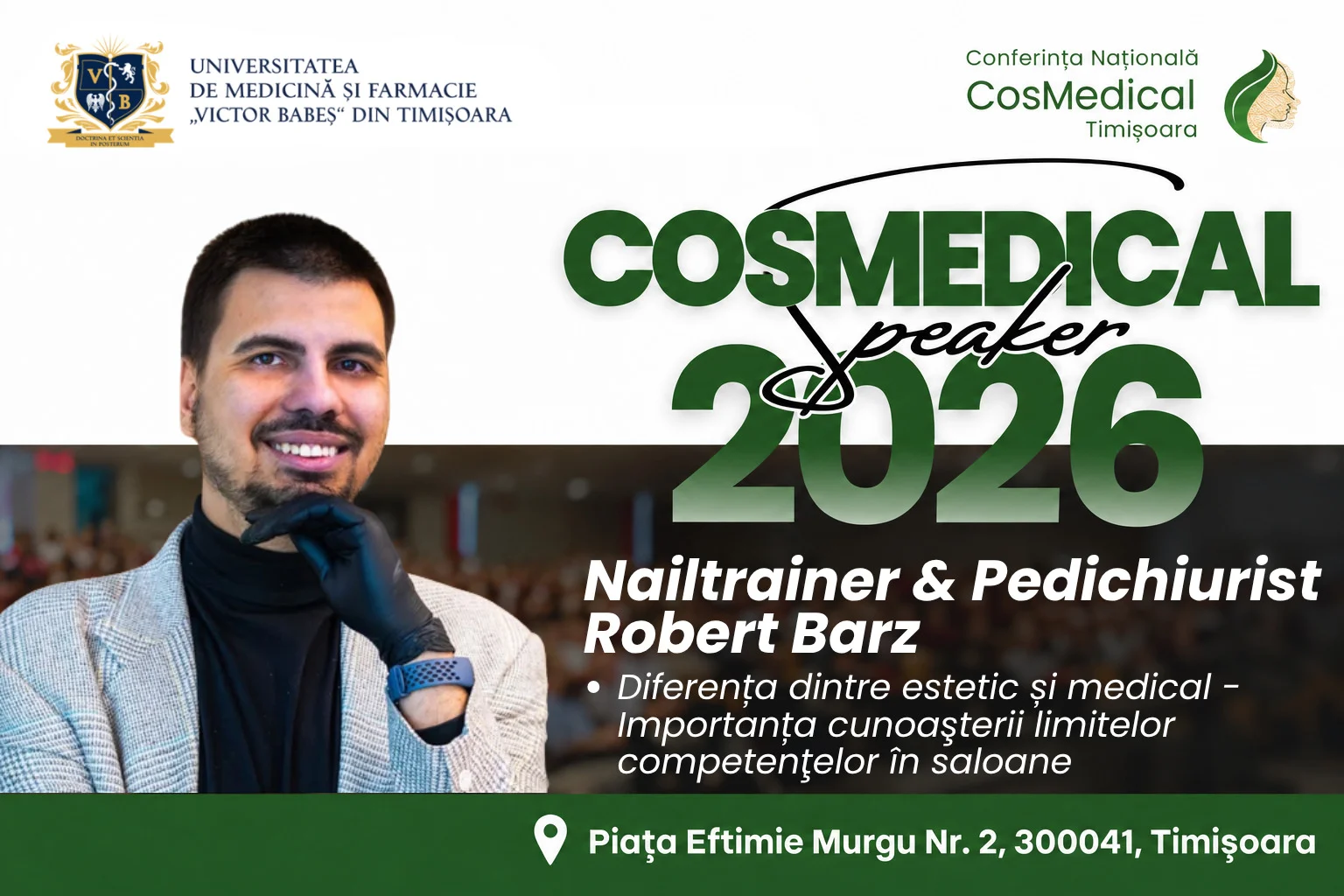 Robert Barz, Nail Trainer și Pedichiurist, speaker CosMedical Timișoara 2026