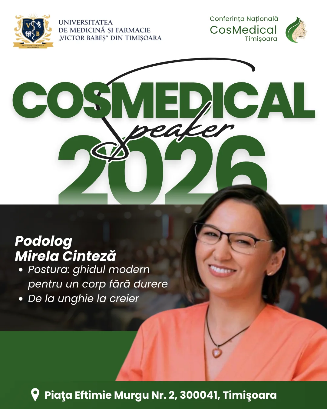Podologul Mirela Cinteză | CosMedical 2026 Timisoara